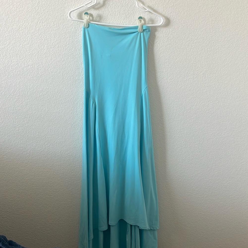 Strapless high low maxi dress